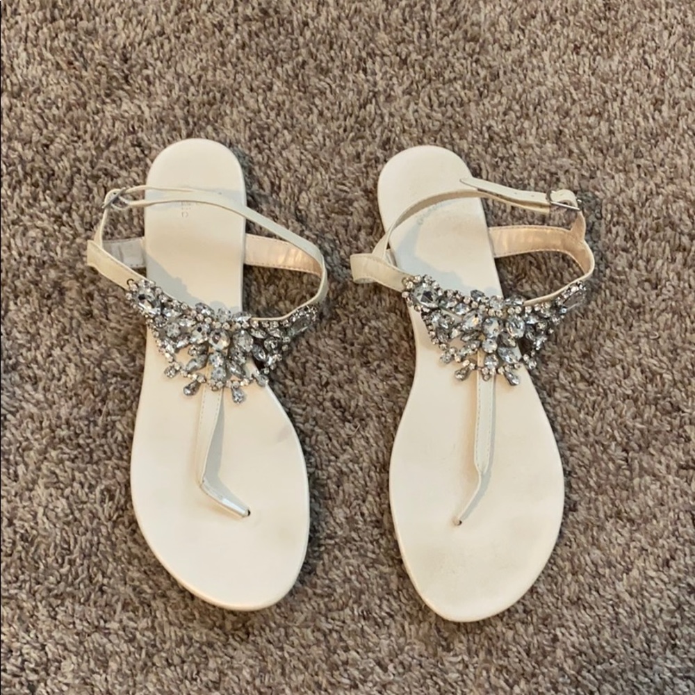 White jeweled bridal sandals